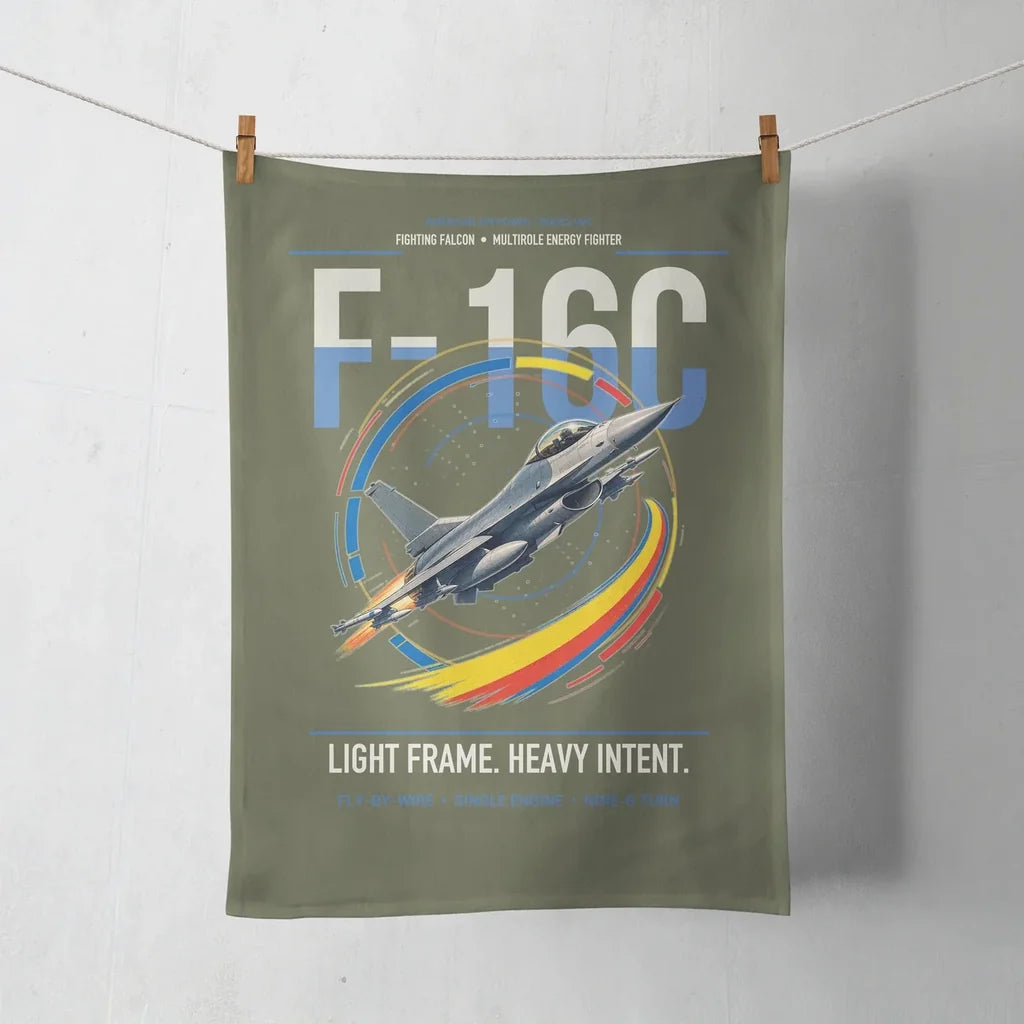 F-16C Fighting Falcon design on green army towel