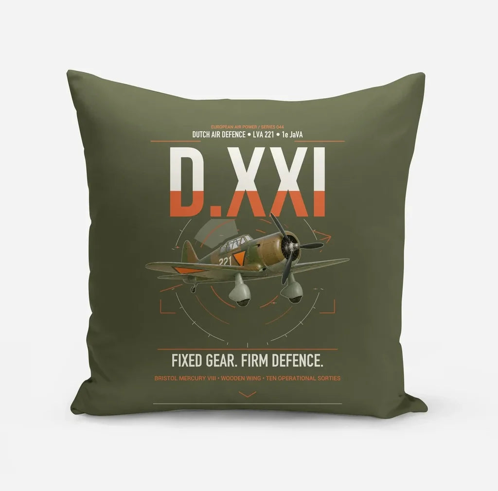 Fokker D.XXI — Dutch LVA aircraft 221 design on green army pillow
