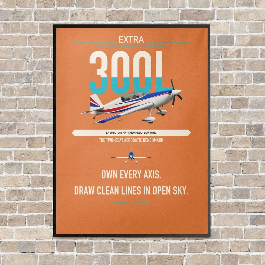 Extra 300L vertical canvas print - framed - orange background