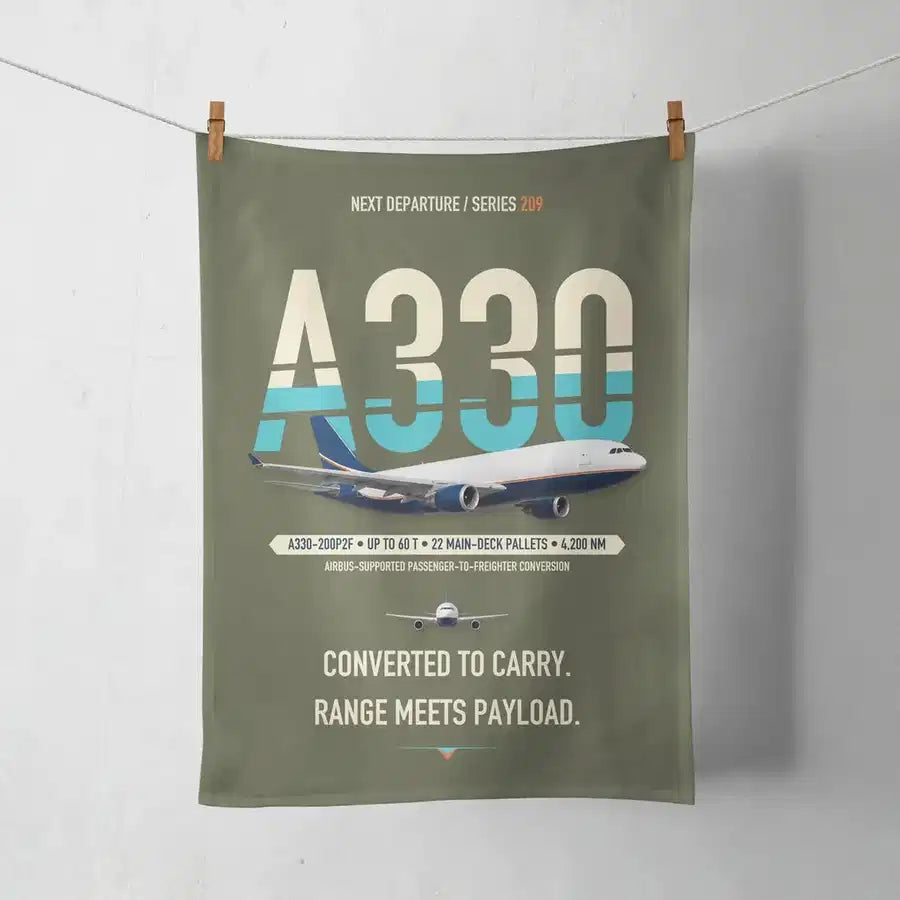 Airbus A330-200P2F design on green army towel