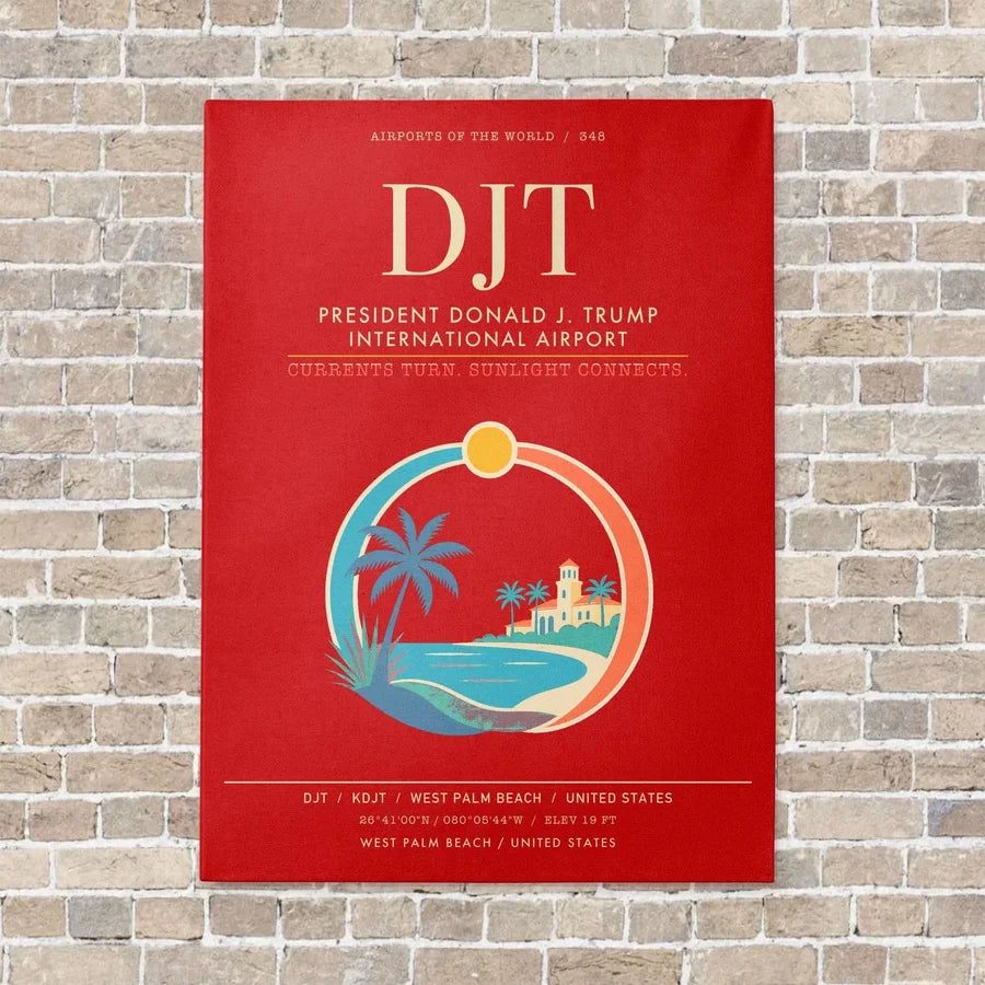 President Donald J. Trump International Airport DJT - Canvas Framed - Red