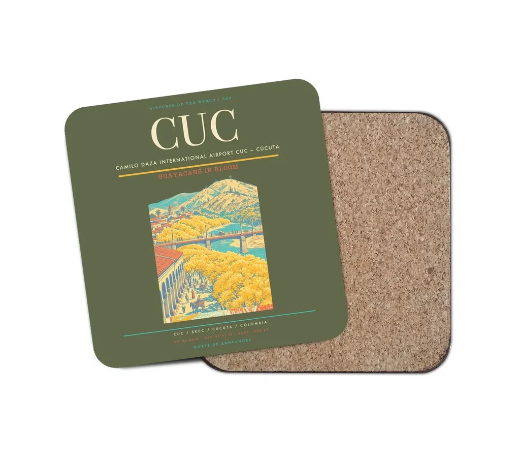 Camilo Daza International Airport (CUC) design on green army 1 piece coaster