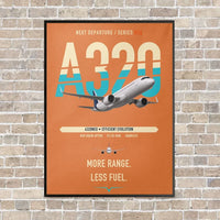 Thumbnail for Airbus A320neo vertical canvas print - framed - orange background