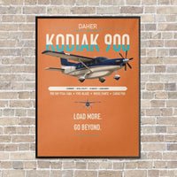 Thumbnail for Daher Kodiak 900 vertical canvas print - framed - orange background