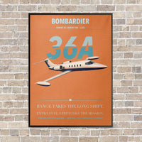 Thumbnail for Bombardier Learjet 36A vertical canvas print - framed - orange background