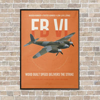 Thumbnail for de Havilland Mosquito FB VI vertical canvas print - framed - orange background