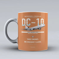 Thumbnail for McDonnell Douglas DC-10 design on orange ceramic mug, double-side print