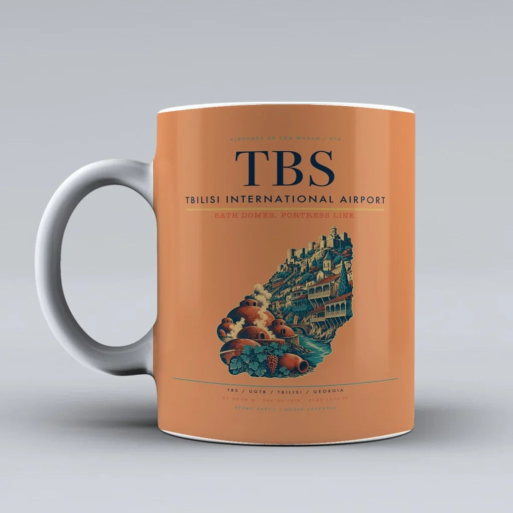 International Airport TBS Mug design on orange tbilisi