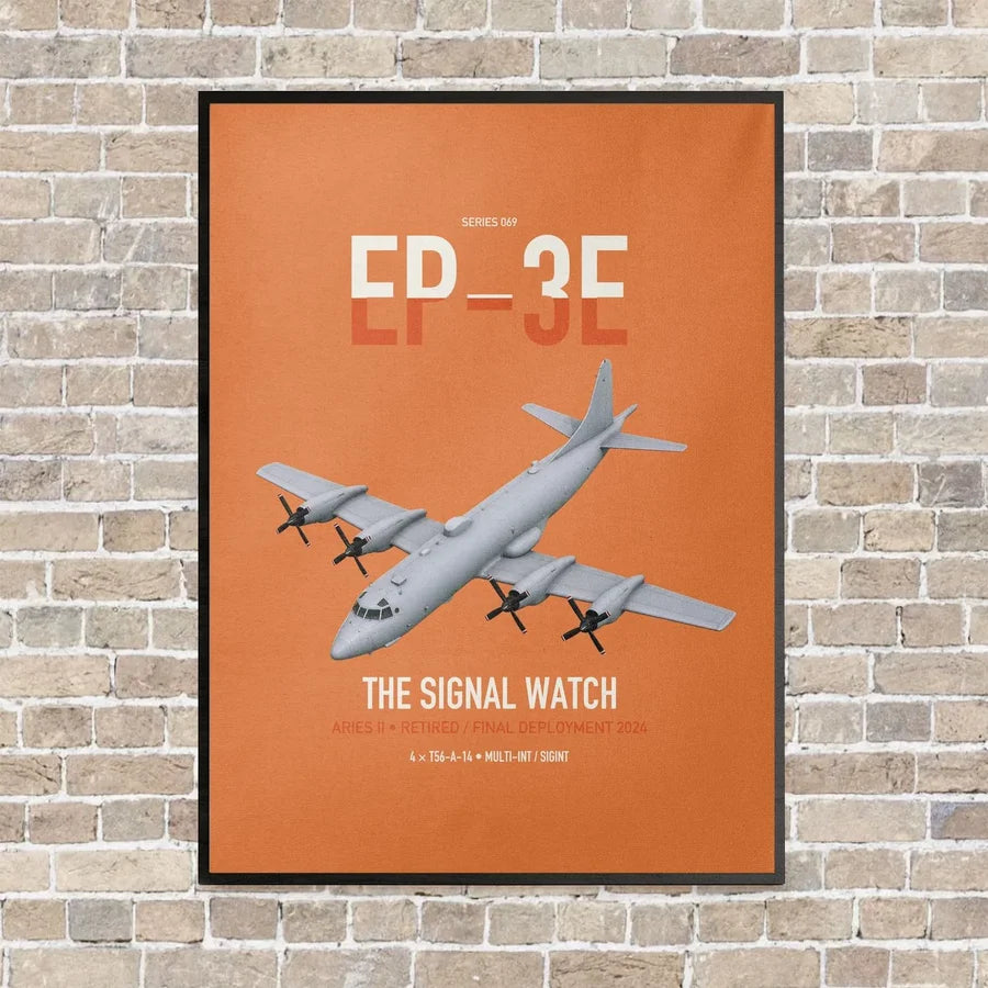 EP-3E ARIES II vertical canvas print - framed - orange background