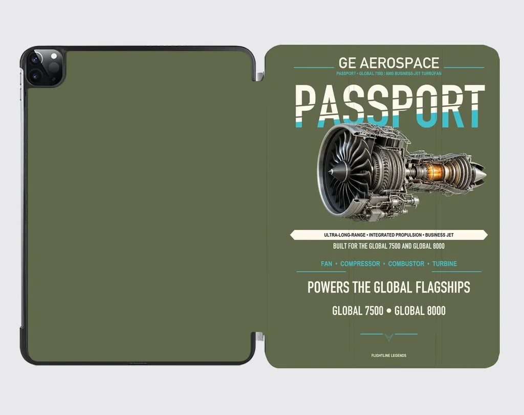 PASSPORT design on green army ipad tablet case