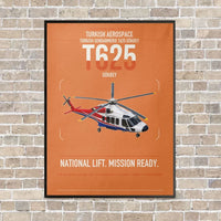 Thumbnail for Turkish Aerospace T625 Gökbey vertical canvas print - framed - orange background