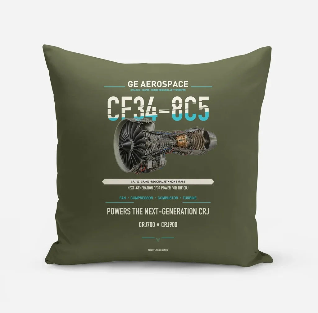 CF34-8C5 design on green army pillow