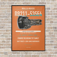 Thumbnail for RB211-535E4 vertical canvas print - framed - orange background