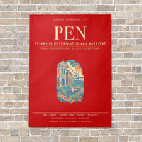 Thumbnail for Penang International Airport PEN - Canvas Framed - Red