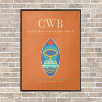 Thumbnail for Afonso Pena International Airport CWB vertical canvas print - framed - orange background