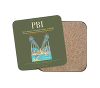Thumbnail for Palm Beach International Airport (PBI) design on green army 1 piece coaster
