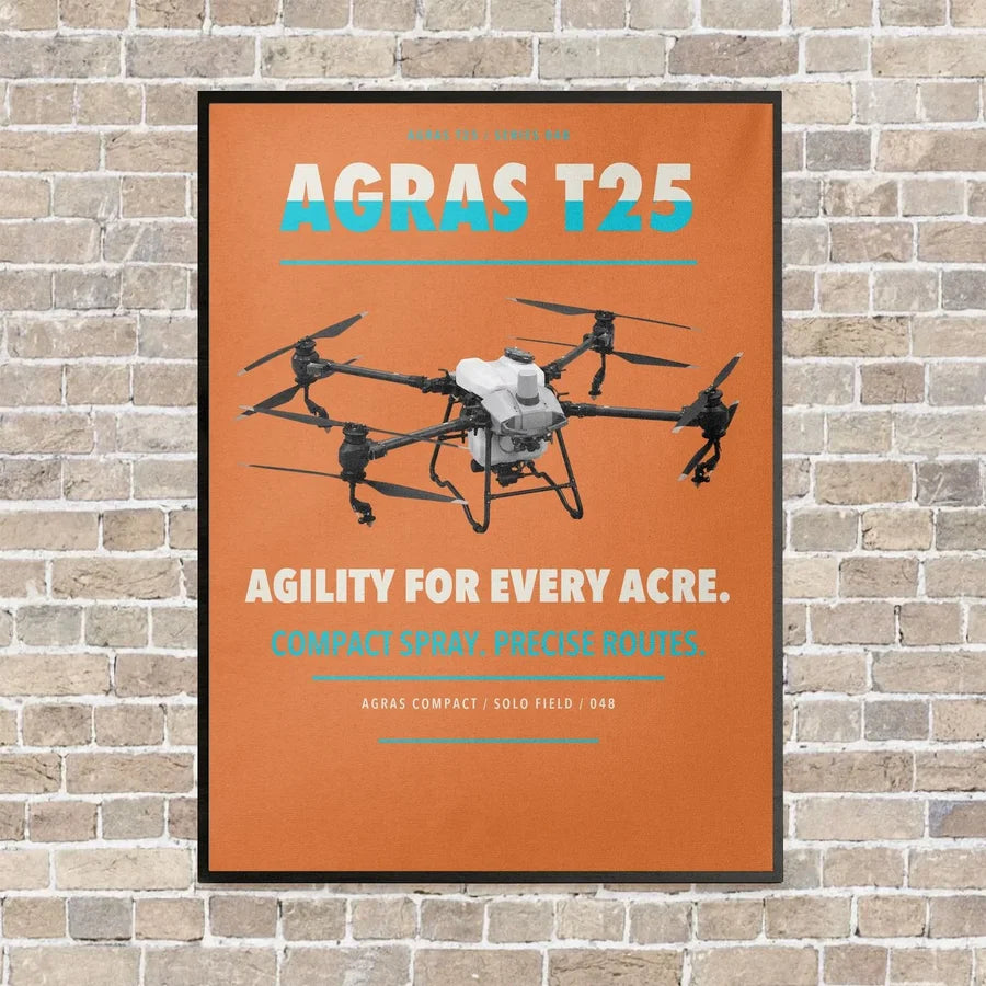 DJI Agras T25 vertical canvas print - framed - orange background