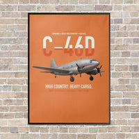 Thumbnail for C-46D Commando vertical canvas print - framed - orange background