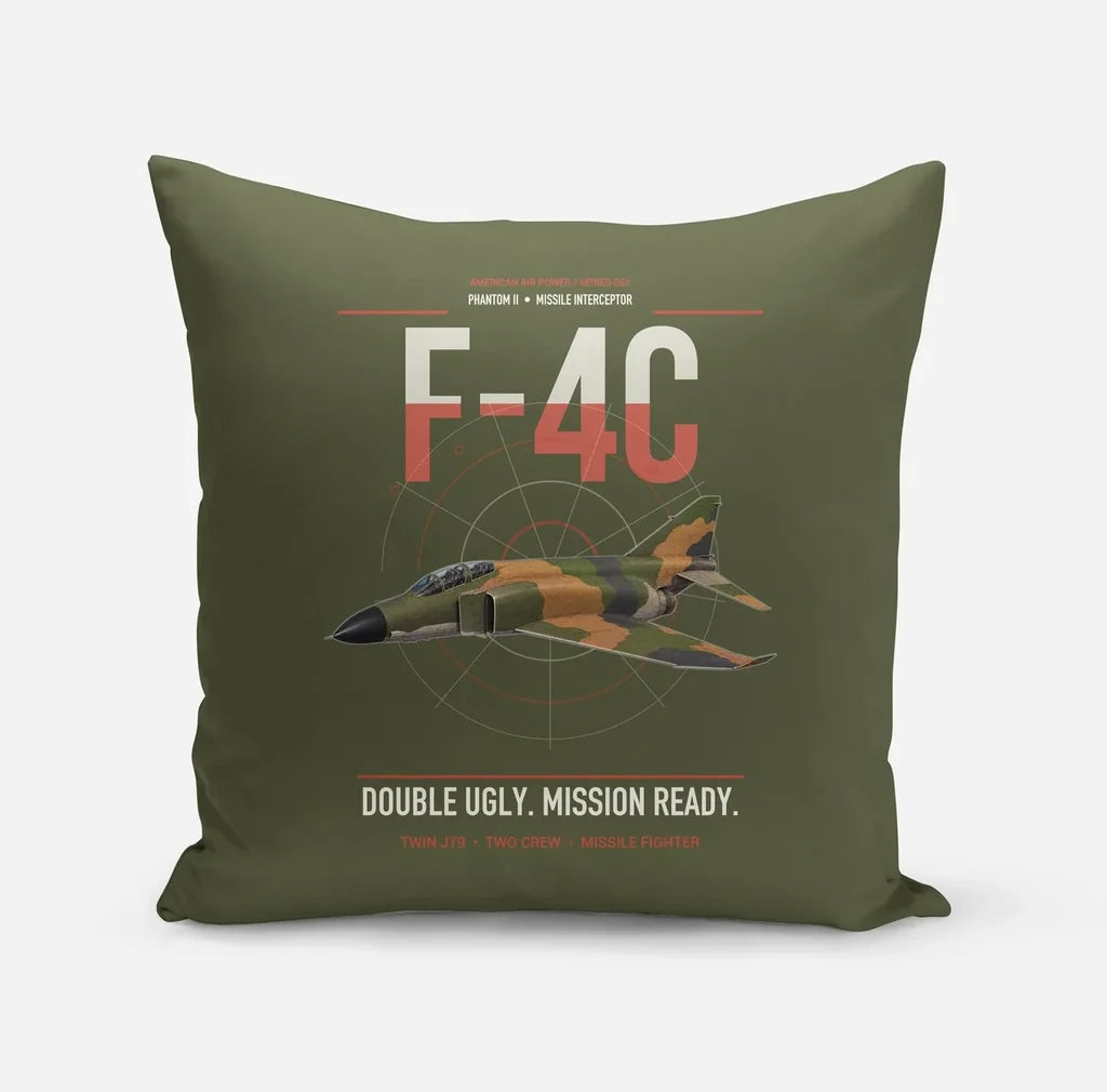 F-4C Phantom II design on green army pillow