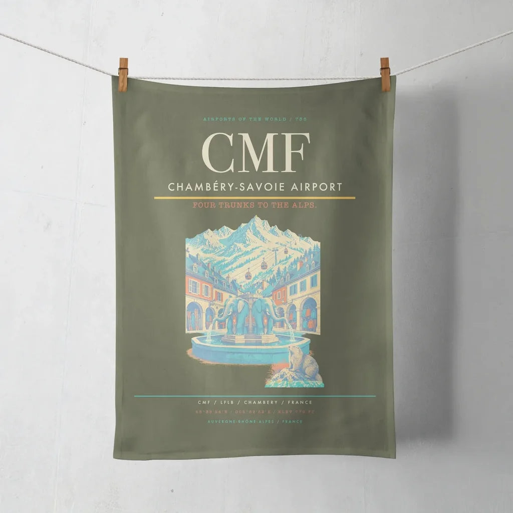 Chambéry-Savoie Airport (CMF) design on green army towel