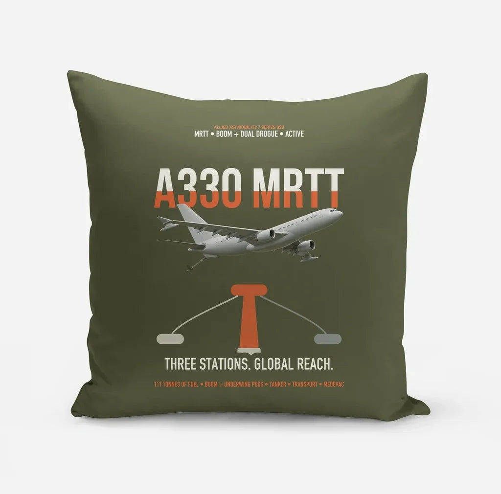 Airbus A330 MRTT design on green army pillow