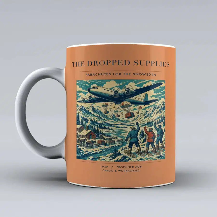 VINTAGE G4234 - The Dropped Supplies - Ceramic Mug design on orange