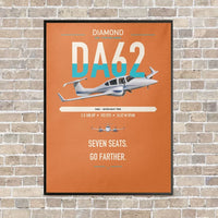 Thumbnail for Diamond DA62 vertical canvas print - framed - orange background
