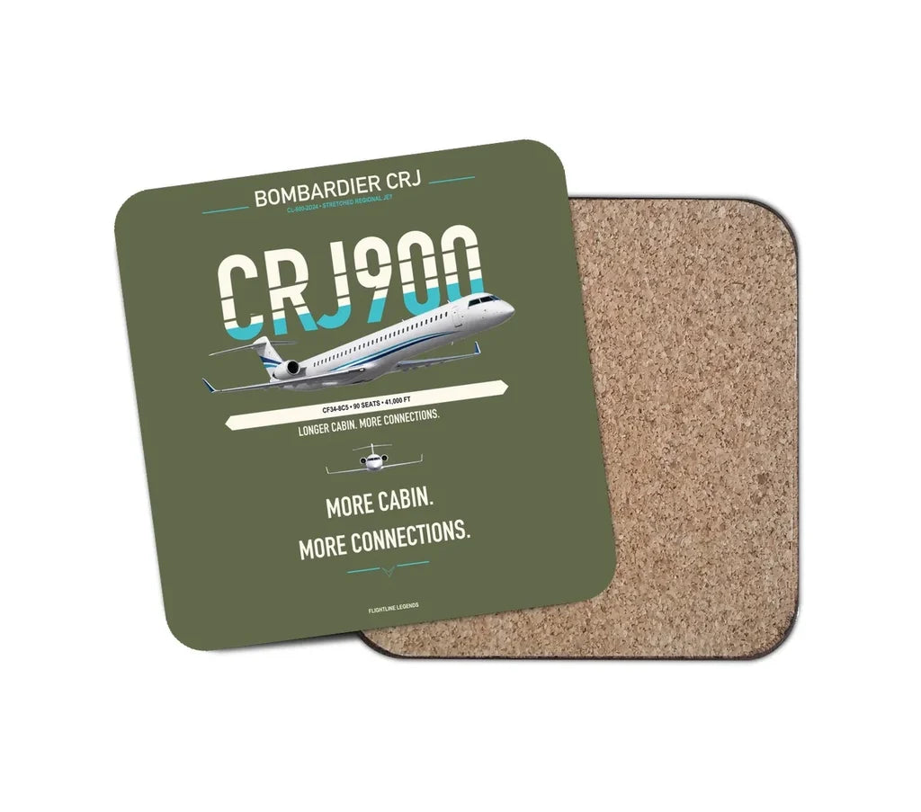 Bombardier CRJ900 design on green army 1 piece coaster