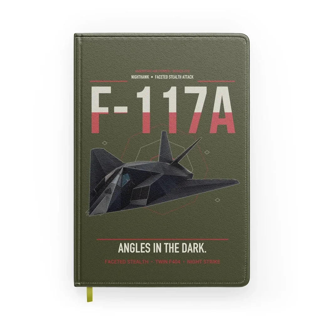 F-117A Nighthawk design on green army notebook