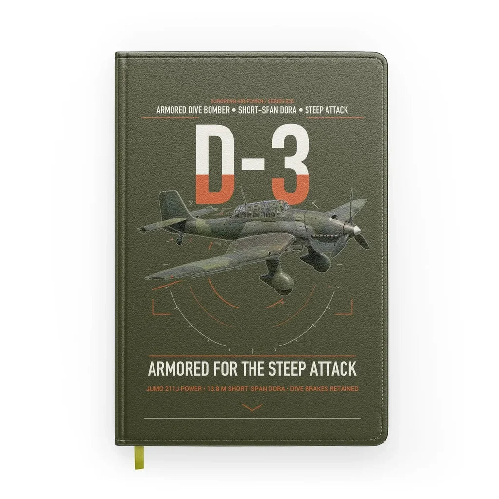 Junkers Ju 87D-3 design on green army notebook