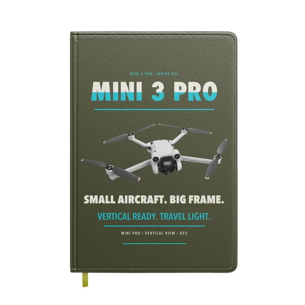 DJI Mini 3 Pro design on green army notebook