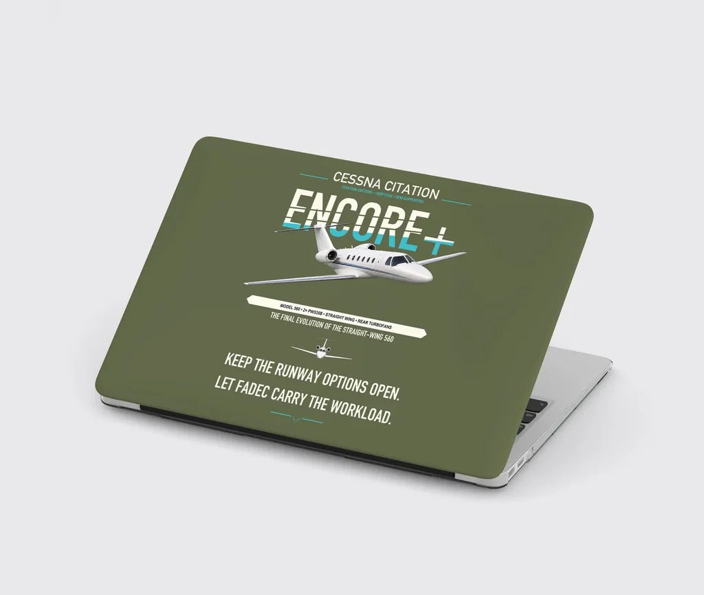 Cessna Citation Encore+ design on green army MacBook case