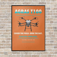 Thumbnail for DJI Agras T100 vertical canvas print - framed - orange background