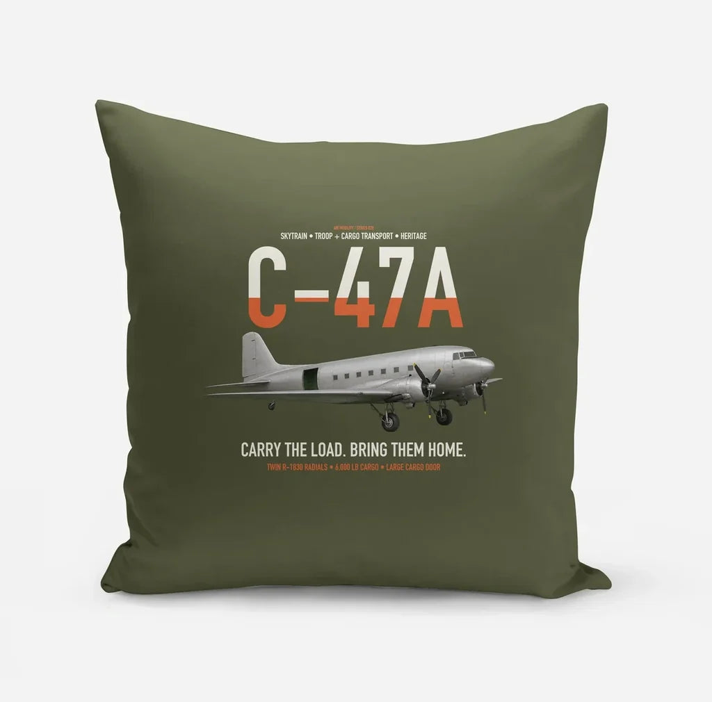 C-47A Skytrain design on green army pillow