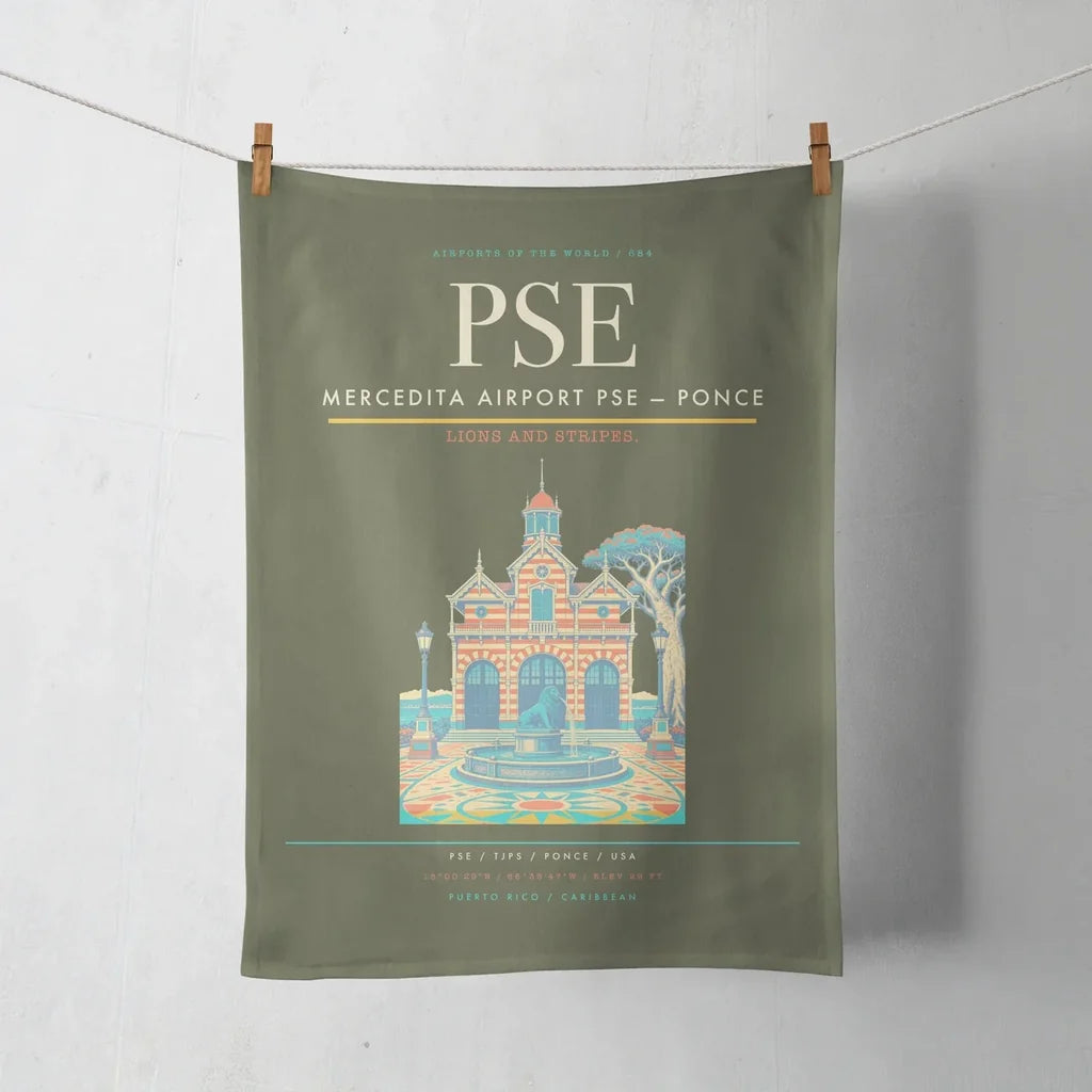 Mercedita Airport (PSE) design on green army towel
