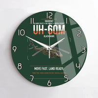 Thumbnail for Sikorsky UH-60M Black Hawk design on dark green no frame wall clock