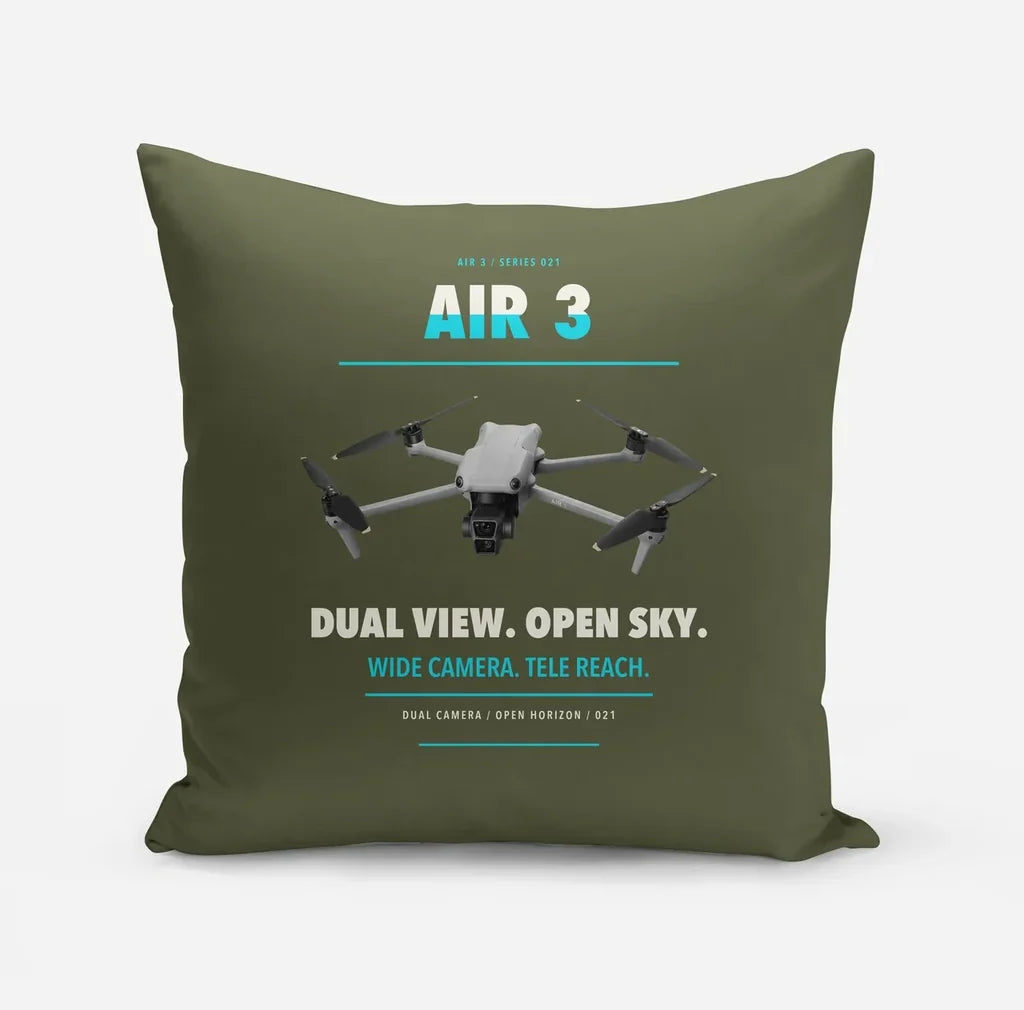 DJI Air 3 design on green army pillow