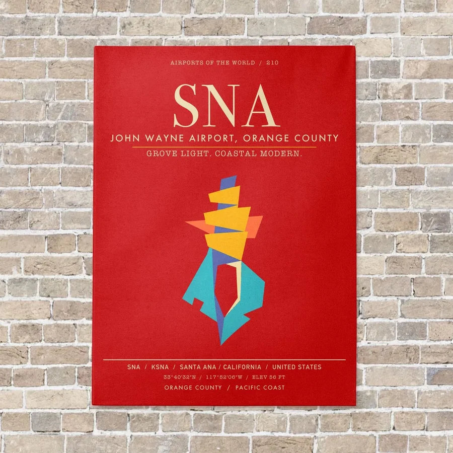 John Wayne Airport Orange County SNA - Canvas Framed - Red