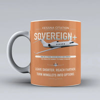 Thumbnail for Cessna Citation Sovereign+ design on orange ceramic mug, double-side print