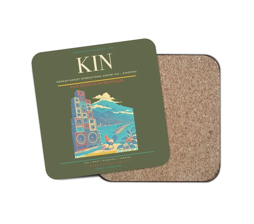 Norman Manley International Airport (KIN) design on green army 1 piece coaster