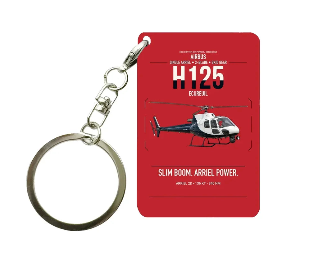 Airbus H125 design on red designed key chain, double-side print