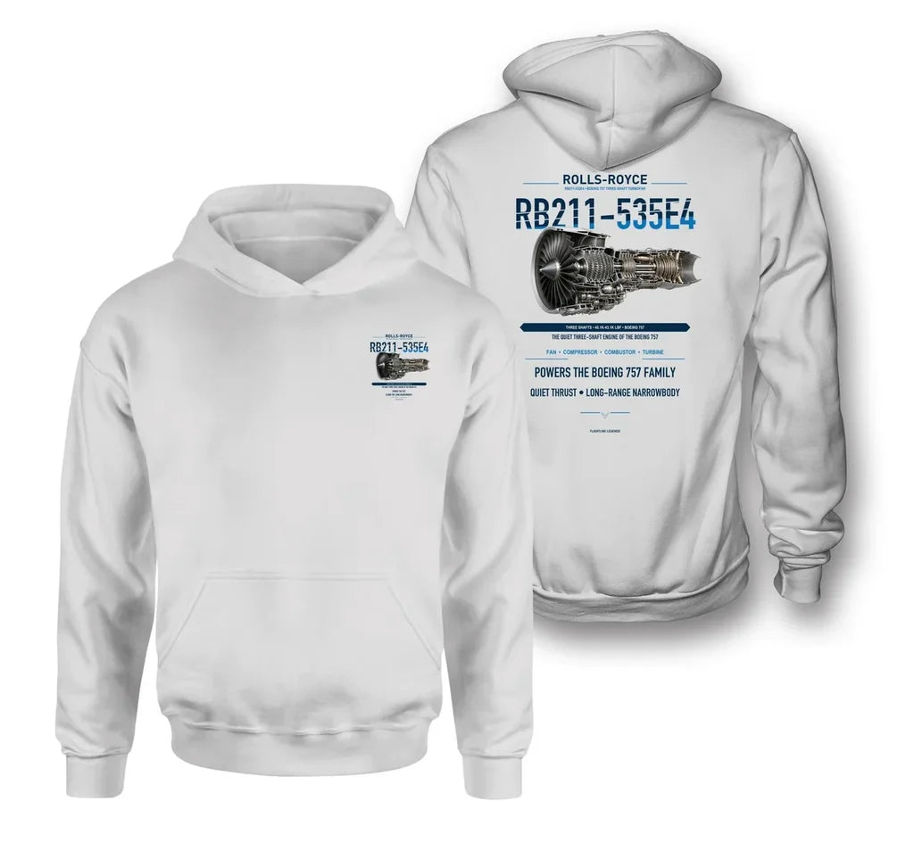 RB211-535E4 design on white hoodie