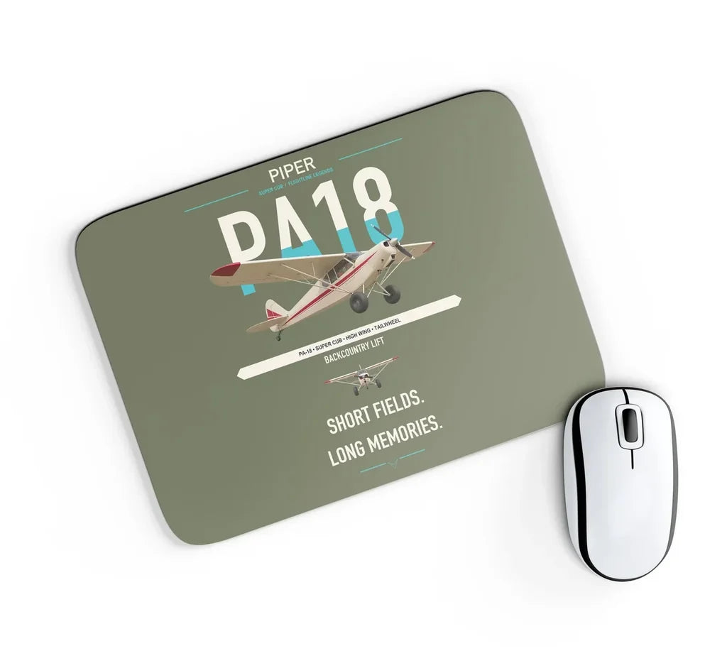 Piper PA-18 Super Cub design on green army rectangle mouse pad