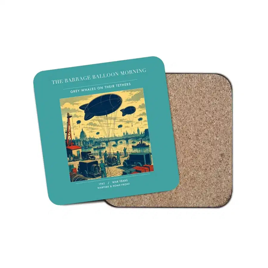 The Barrage Balloon Morning - Designed Coasters design on turquoise 1-piece