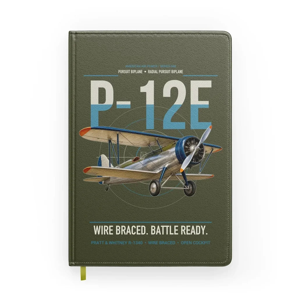 Boeing P-12E design on green army notebook