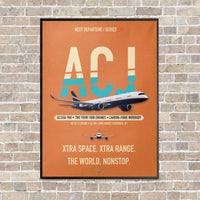 Thumbnail for Airbus ACJ350 / exact ACJ350-900 vertical canvas print - framed - orange background