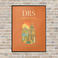 Thumbnail for Dresden Airport DRS vertical canvas print - framed - orange background