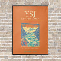 Thumbnail for Saint John Airport YSJ vertical canvas print - framed - orange background