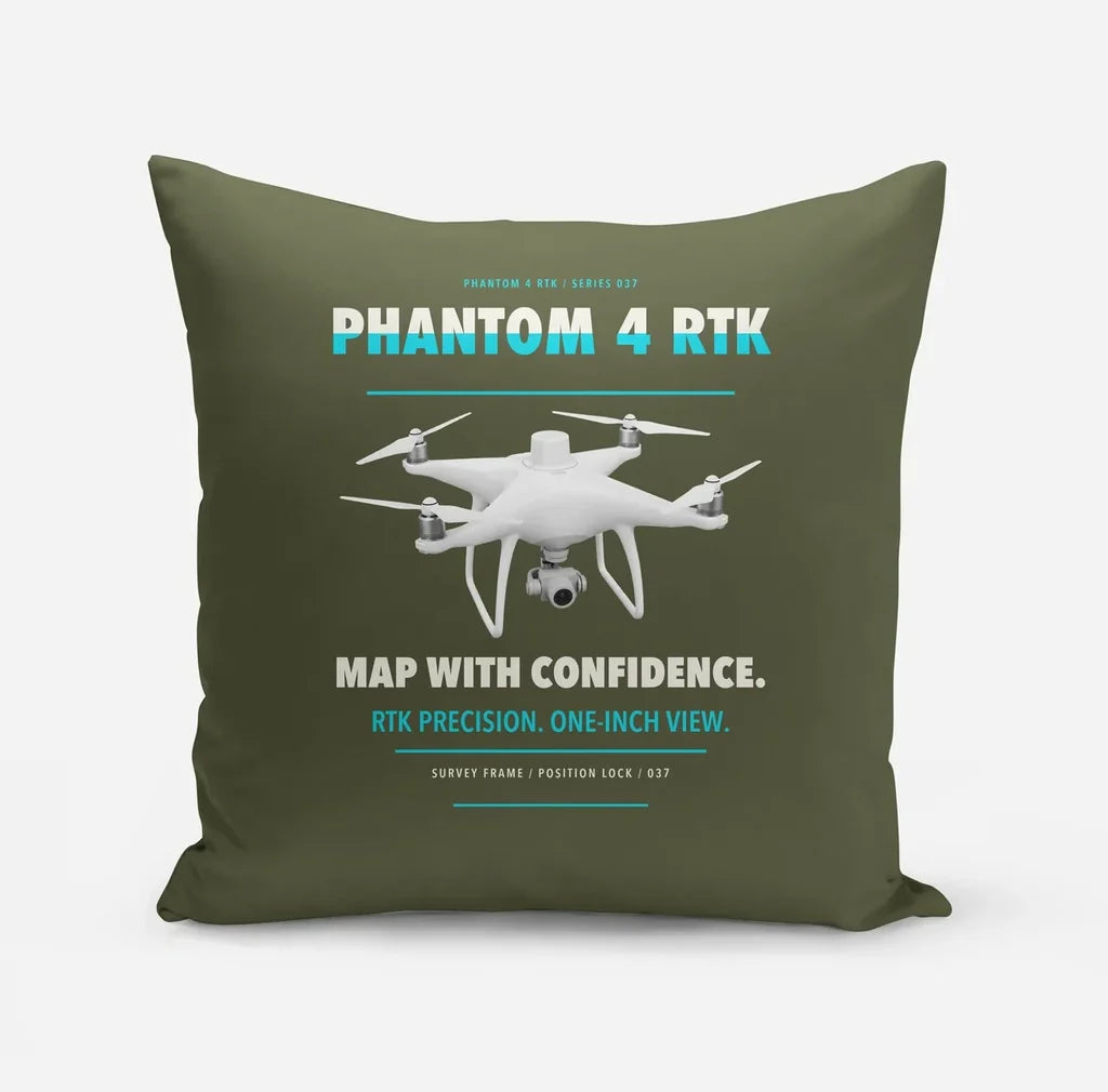 DJI Phantom 4 RTK design on green army pillow
