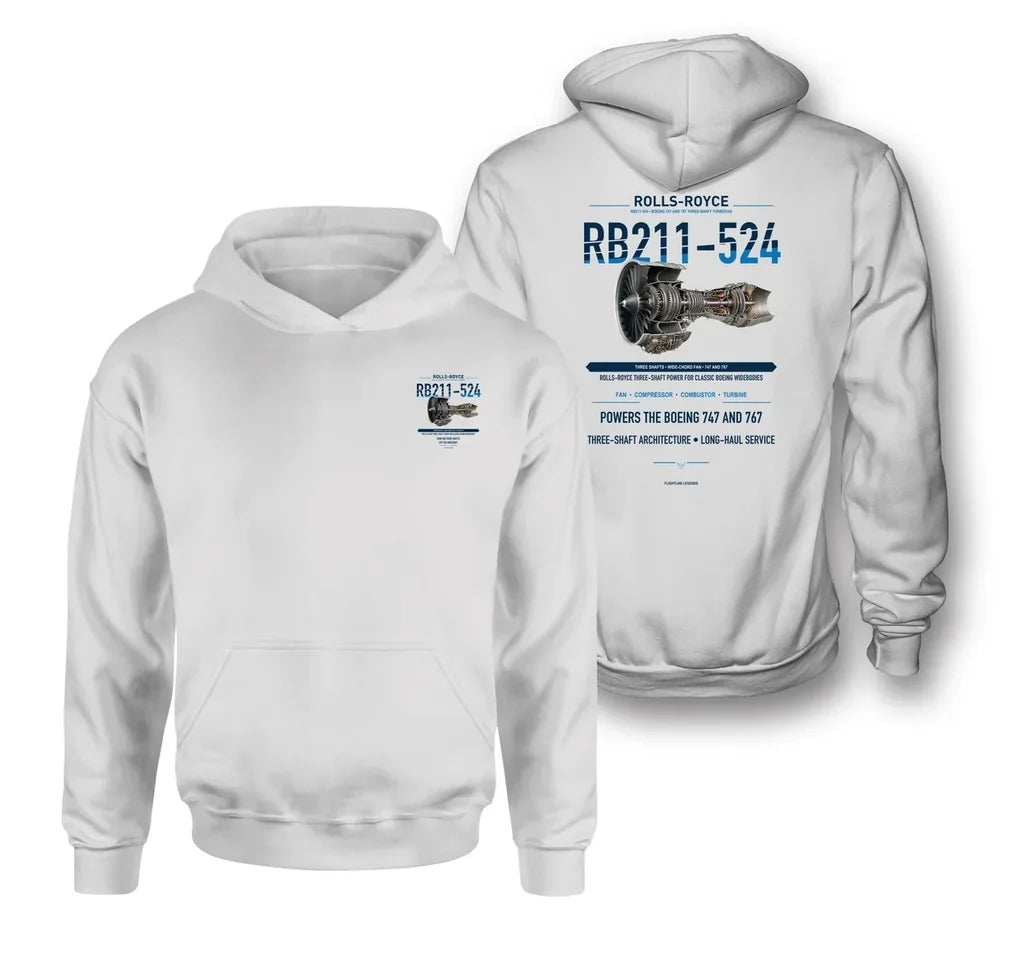 RB211-524 design on white hoodie